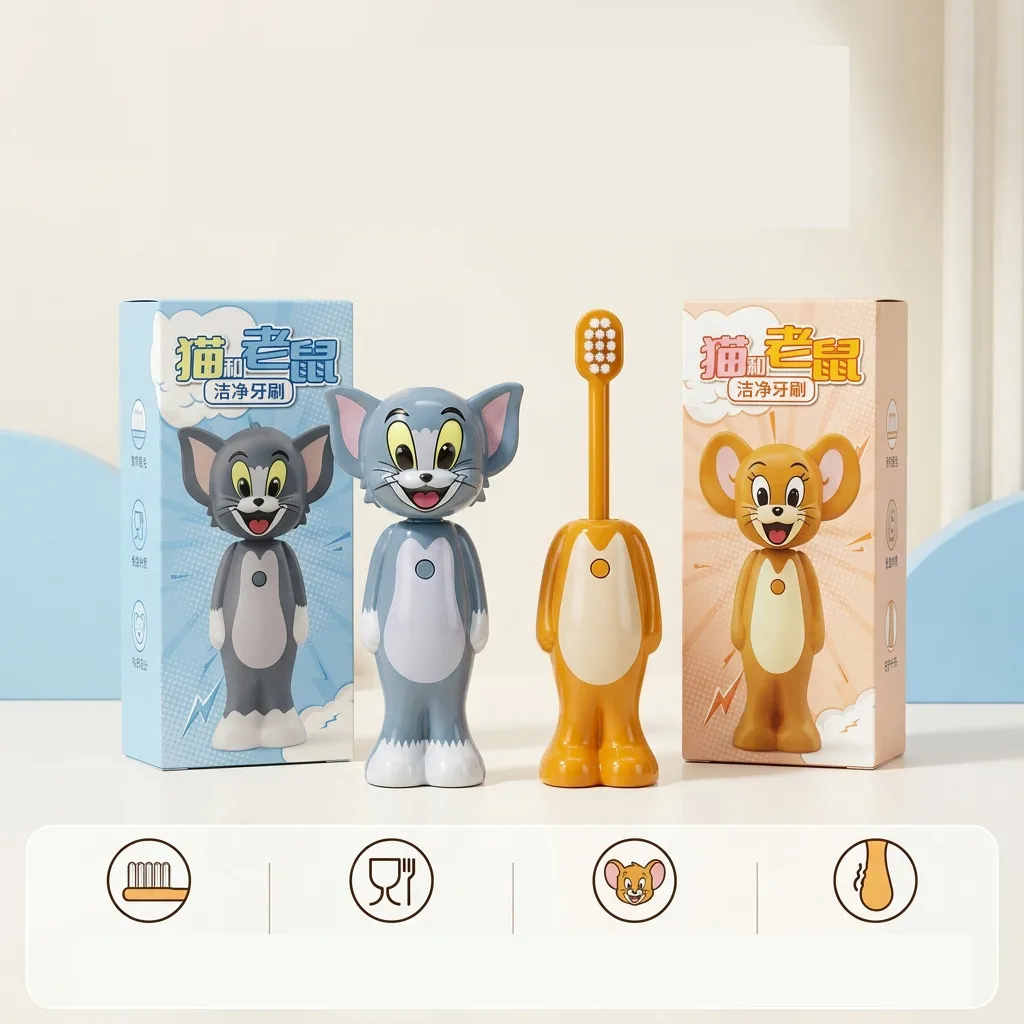 Cartoon Animal Retractable Toothbrush for Kids – Soft Bristle Telescopic Children's Toothbrush, Fun Pop-Up Design for Toddlers with Gentle Extra Soft Bristles